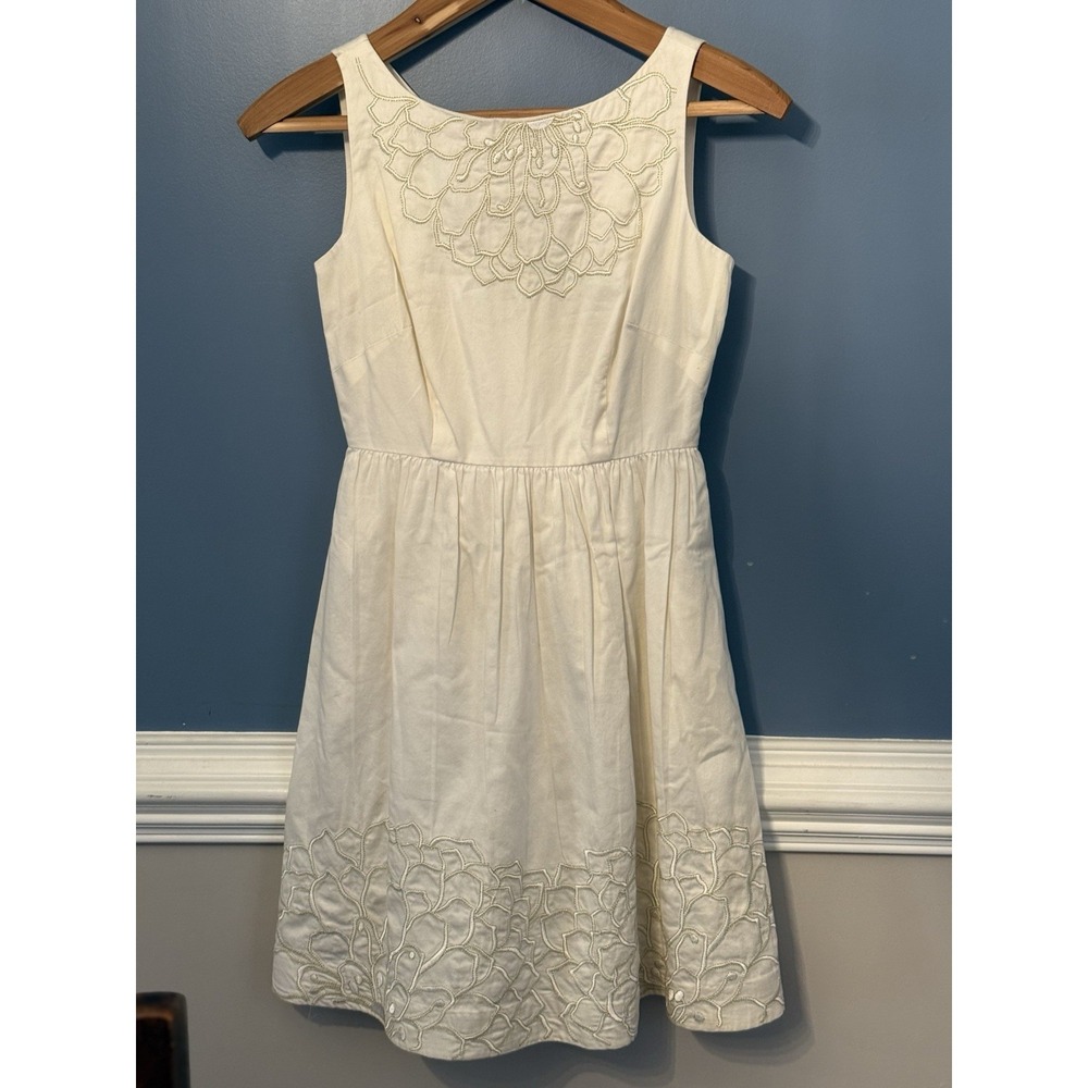 Lilly‎ Pulitzer Ivory Embroidered Sleeveless Cotton A-Line Dress 2 Classic Chic